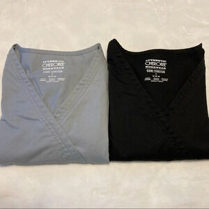 Like New Bundle of 2 Cherokee Core Stretch Mock Wrap Tops M